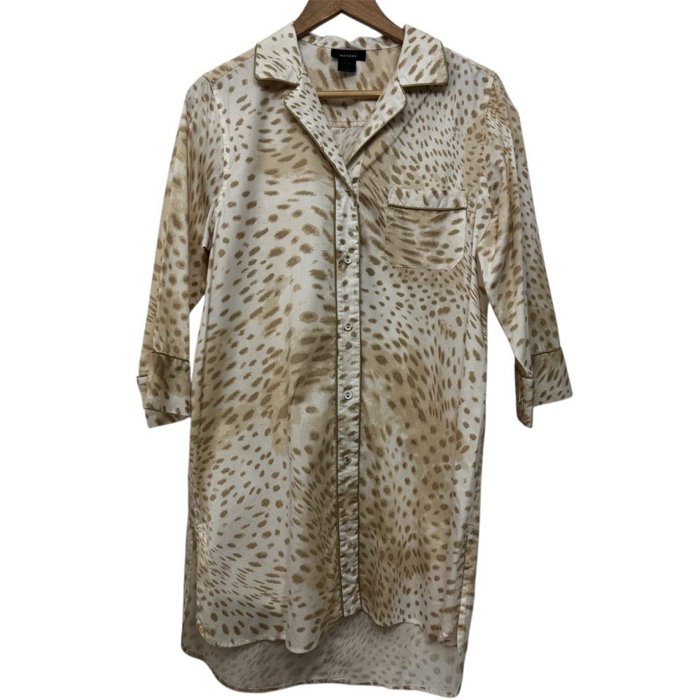 Natori Animal Print Long Night Shirt Pajamas M